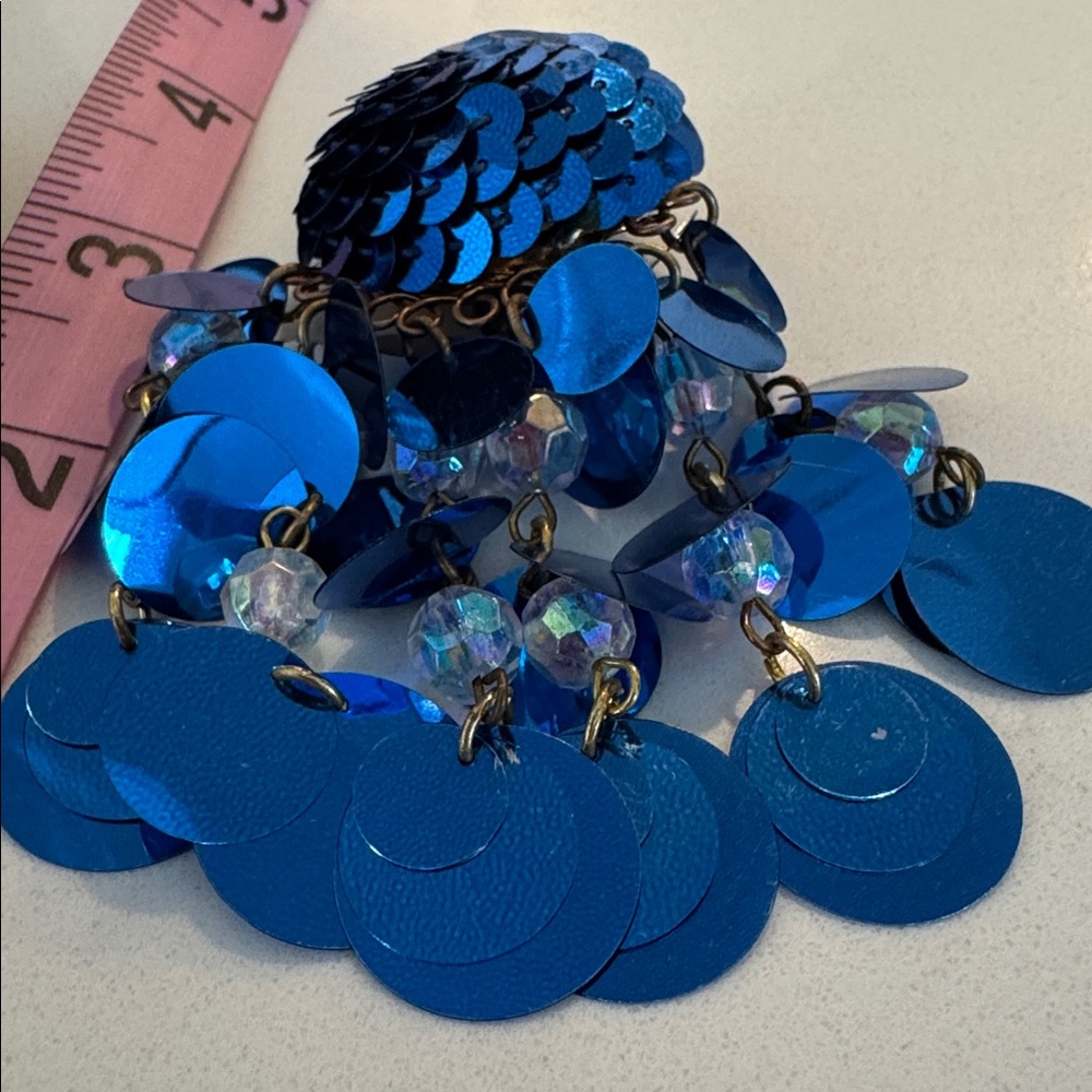 Blue Sequin Statement Earrings - image 6
